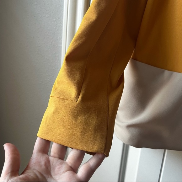 Gianni Bini New Yellow Gold Color Block Blazer Jacket Small - Picture 2 of 7